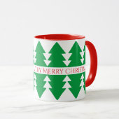 Einfache Red Merry Weihnachtsbaum Design Grün Tasse (VorderseiteRechts)