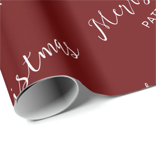 Einfache Red Merry Weihnachtsfamilie Name Geschenkpapier (Rolleneckpunkt)