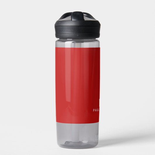 Einfache Red Minimal Custom Monogram und Name Trinkflasche (Vorderseite)