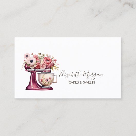 Einfache Red Mixer Blume Bakery Business Card Visitenkarte (Vorderseite)