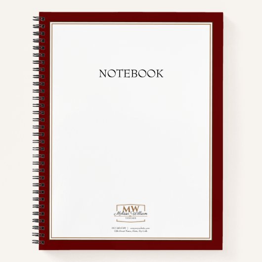 Einfache Red Monogram Business Notizblock (Vorderseite)