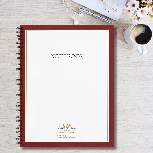 Einfache Red Monogram Business Notizblock