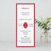 Einfache Red Personalisiert Baby Dusche Einladung (Stehend Vorderseite)