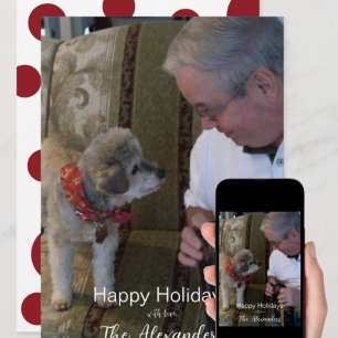 Einfache Red Polka Dot Foto Holiday Card Feiertagskarte