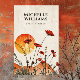 Einfache Red Poppies Boho Wildblumen Sunset Visitenkarte