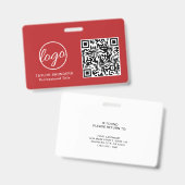 Einfache Red QR Code Mitarbeiter-ID Ausweis (Vorder- & Rückseite)