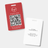 Einfache Red QR Code Mitarbeiter-ID Ausweis (Vorder- & Rückseite)