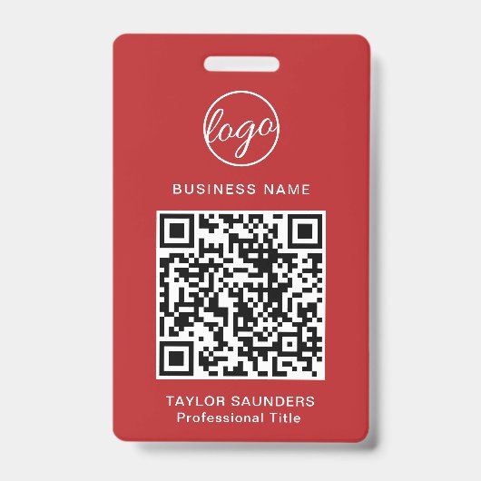 Einfache Red QR Code Mitarbeiter-ID Ausweis (Vorderseite)