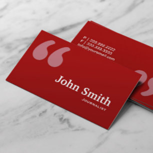 Einfache Red Quotes Journalist Business Card Visitenkarte
