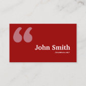 Einfache Red Quotes Journalist Business Card Visitenkarte (Vorderseite)