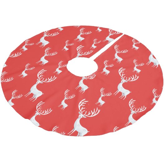Einfache Red Reinder Weihnachten Weihnachten Muste Polyester Weihnachtsbaumdecke (Schrägansicht)
