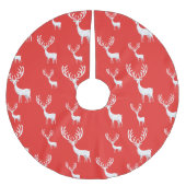 Einfache Red Reinder Weihnachten Weihnachten Muste Polyester Weihnachtsbaumdecke (Vorderseite)