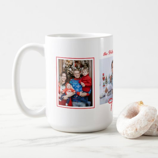 Einfache Red Ribbon Bow und drei Fotos kundenspezi Kaffeetasse (Mit Donut)