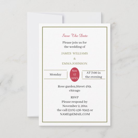 Einfache Red Save the Date Custom (Vorderseite)