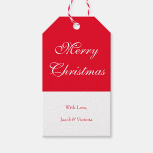 Einfache Red Script Holiday Frohe Weihnachten Geschenkanhänger