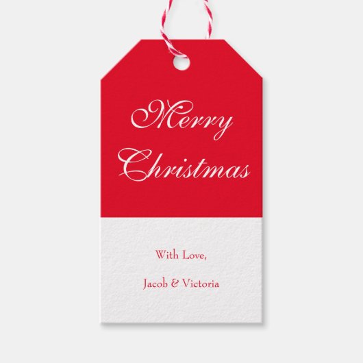 Einfache Red Script Holiday Frohe Weihnachten Geschenkanhänger (Vorderseite)