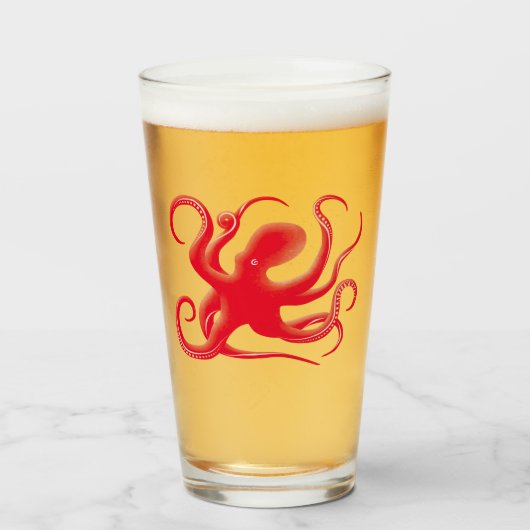 Einfache Red Vector Art Octopus Silhouette Glas (Vorne (Gefüllt))