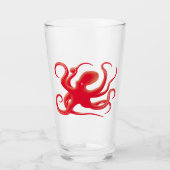 Einfache Red Vector Art Octopus Silhouette Glas (Vorderseite)