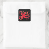 Einfache Red Vector Art Octopus Silhouette Quadratischer Aufkleber (Tasche)