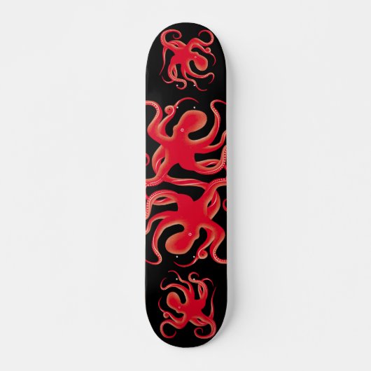 Einfache Red Vector Art Octopus Silhouette Skateboard (Vorne)