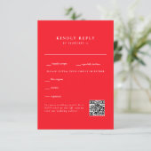 Einfache Red Wedding QR Code UAWG RSVP Karte (Stehend Vorderseite)