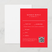 Einfache Red Wedding QR Code UAWG RSVP Karte (Vorne/Hinten)