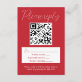 Einfache Red Wedding RSVP Karte mit QR Code (Vorderseite)