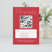 Einfache Red Wedding RSVP Karte mit QR Code (Stehend Vorderseite)
