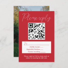 Einfache Red Wedding RSVP Karte mit QR Code