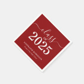 Einfache Red White Class 2025 Abschluss Serviette (Ecke)