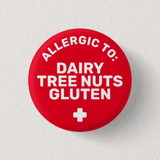 Einfache Red White Food Allergie Medizinische Warn Button (Vorderseite)