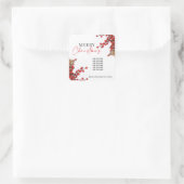 Einfache Red & White Weihnachten Holries Quadratischer Aufkleber (Tasche)