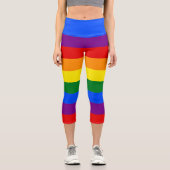 Einfache Regenbogenstreifen Capri Leggings (Vorderseite)