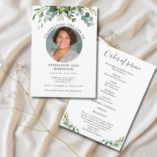 Einfache Reihenfolge des Fotos der Beerdigung Programm