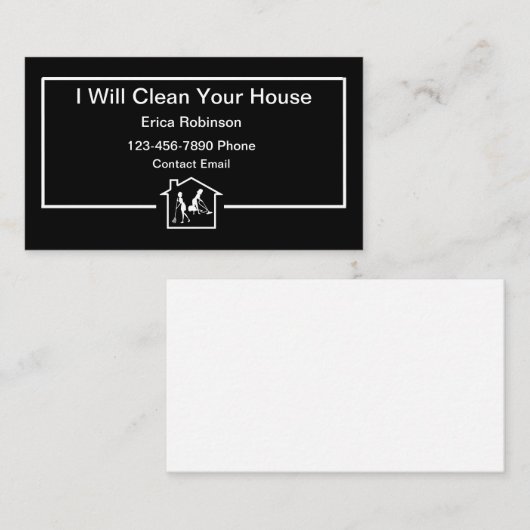 Einfache Reinigung des modernen Hauses Visitenkarte (Vorne/Hinten)