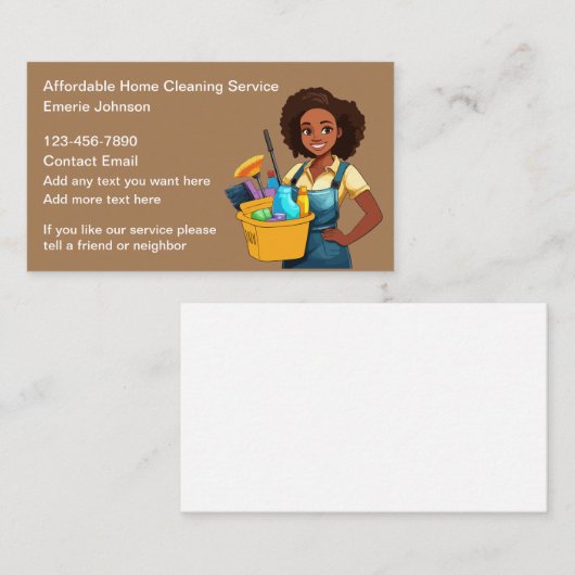 Einfache Reinigung eines afrikanischen Amerikaners Visitenkarte (Vorne/Hinten)