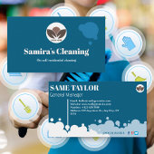 Einfache Reinigung von Blau und Weiß Visitenkarte