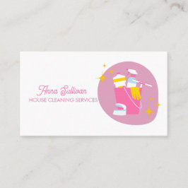 Einfache Reinigungsdienste in rosa Haus Visitenkarte