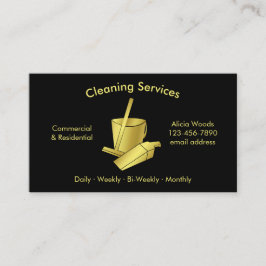 Einfache Reinigungsdienste Schwarz und Gold Visitenkarte