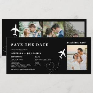 Einfache Reise-Boarding-Pass-Zielhochzeit Einladung
