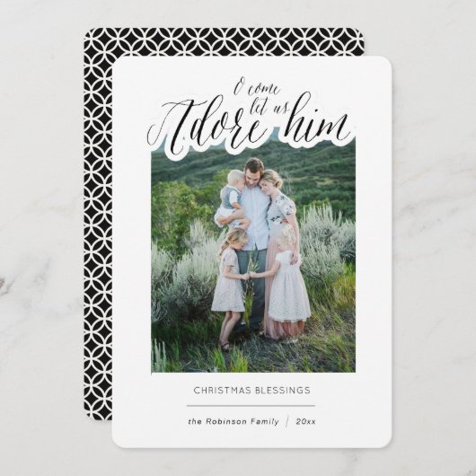 Einfache religiöse Adore Ihm Weihnachtskarte Einladung (Vorne/Hinten)