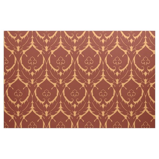 Einfache Renaissance-Damaske, rot an Tawny Stoff (Fat Quarter (45,7 x 55,9 cm))