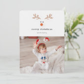 Einfache Rentier-Weihnachtsfotokarte Feiertagskarte (Stehend Vorderseite)