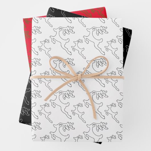 Einfache Rentierlinie Art Geschenkpapier Set (Beispiel)