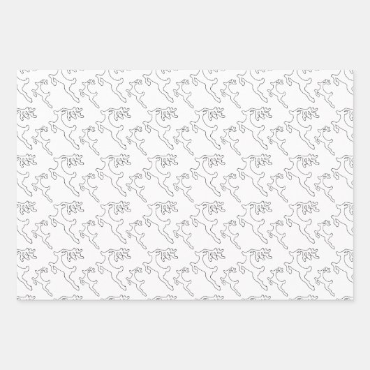 Einfache Rentierlinie Art Geschenkpapier Set (Vorderseite)