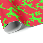 Einfache Rentierrote und grüne Silhouette Geschenkpapier (Rolleneckpunkt)