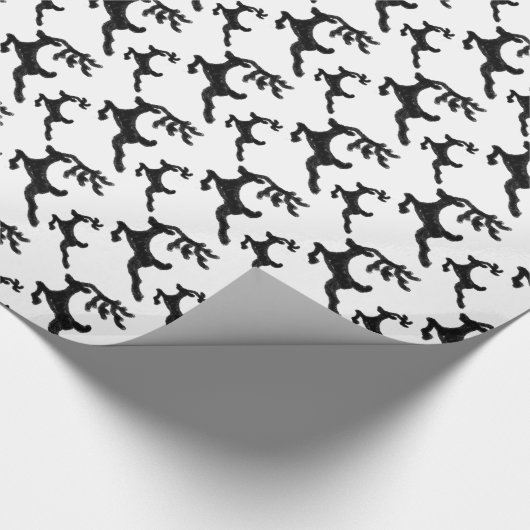 Einfache Rentierschwarz-weiße Silhouette Geschenkpapier (Ecke)