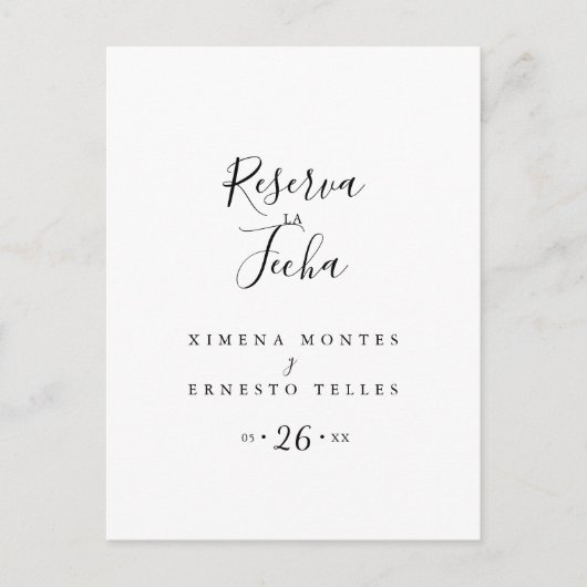 Einfache Reserva la Fecha Postkarte (Vorderseite)