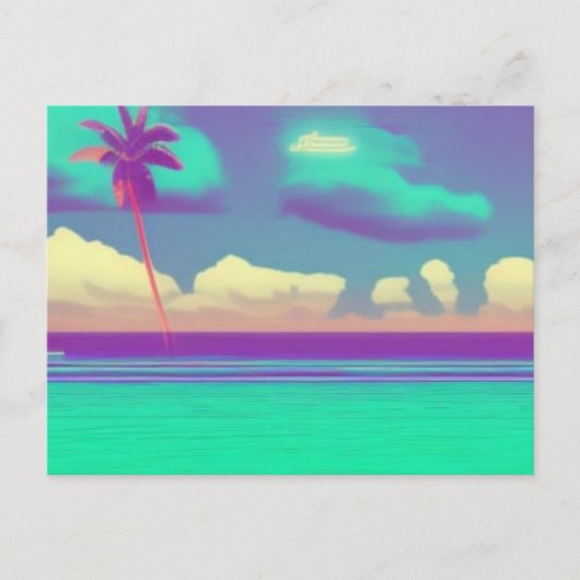 einfache Retro Beach Postkarte (Vorderseite)
