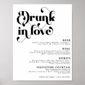 Einfache Retro Betrunken in Liebe Wedding Bar Menu Poster (Vorne)
